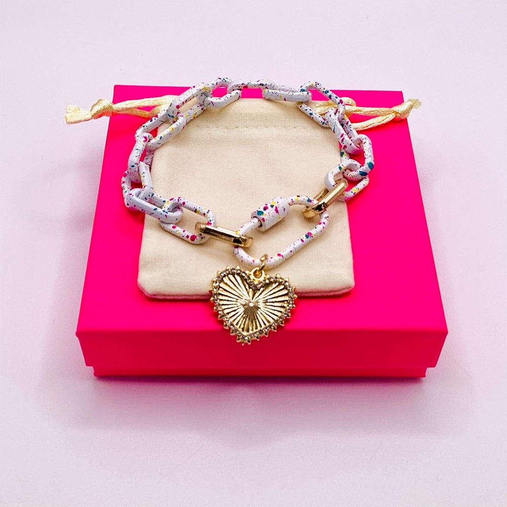 Chain link Colorful Heart Charm Bracelet